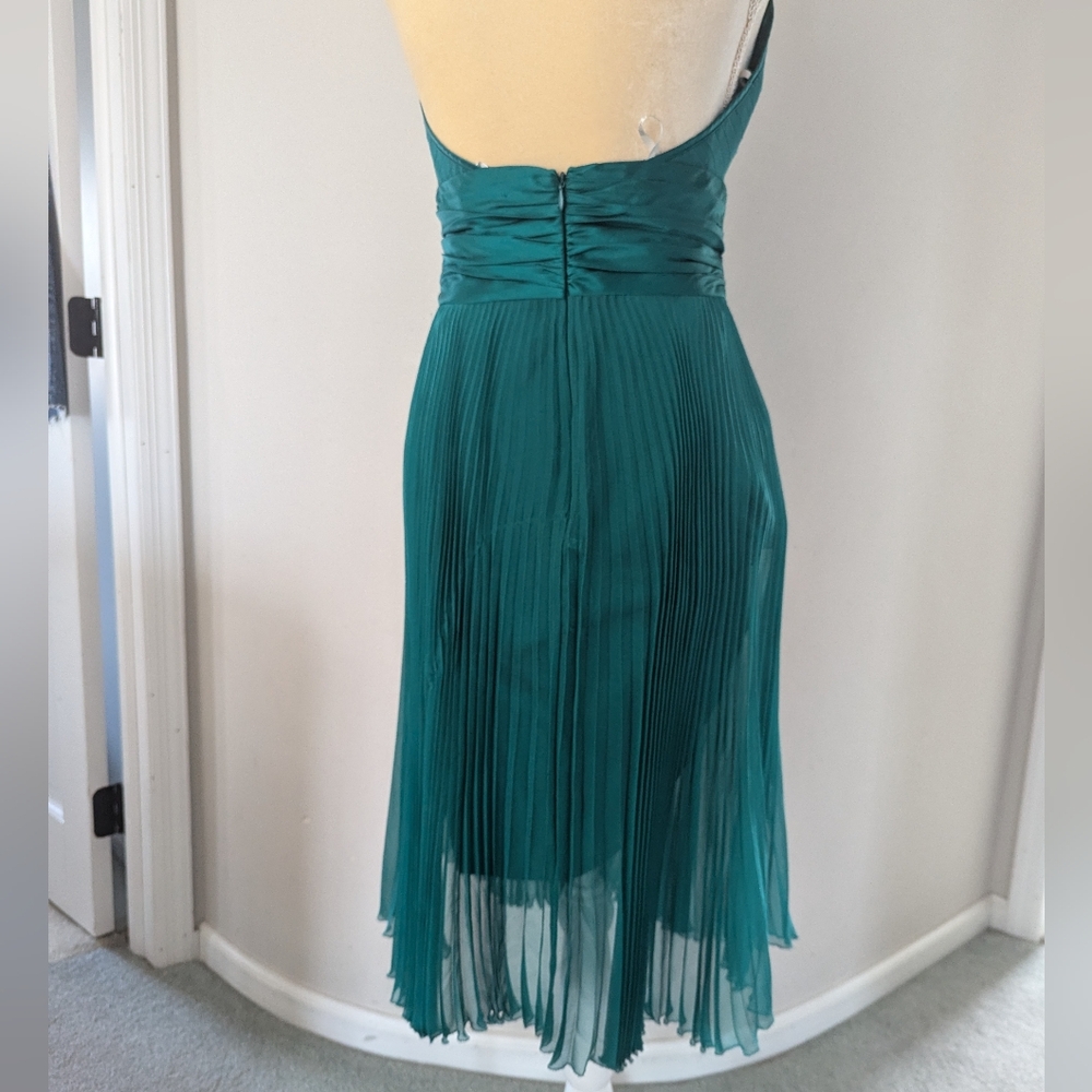 Silk Teal Halter Dress - Picture 2 of 7